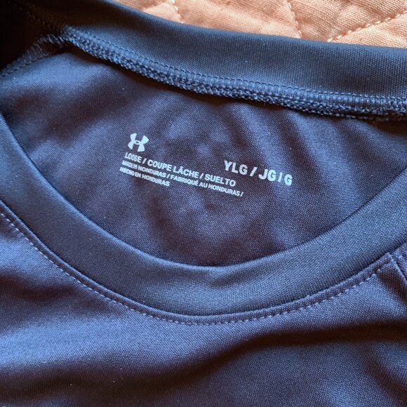 UNDER ARMOUR - Youth Loose Fit Logo T-Shirt  Tee Navy 7 Neon Yellow Youth Large - Picture 5 of 8